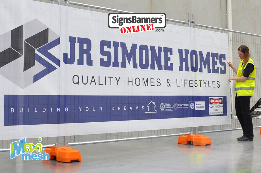 Temporary fencing banner signs by Maxi-Mesh