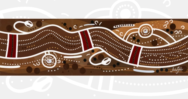 jutja is a Water Monitor cultural design, its importance shown over 40,000 years. - original artwork by SBO