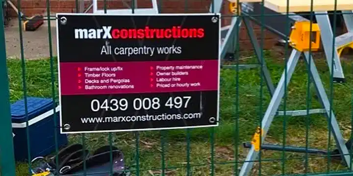 Signs Banners Online printed site board on fence