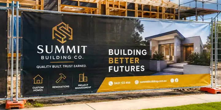Signs Banners Online printed tradie banner on fence