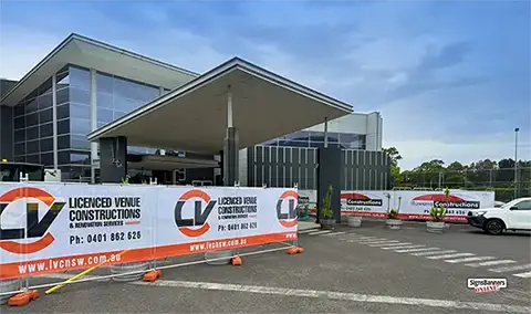 This image entrance fencing into the club, shows SBO's graphic design capability and super color of printing machines we use.