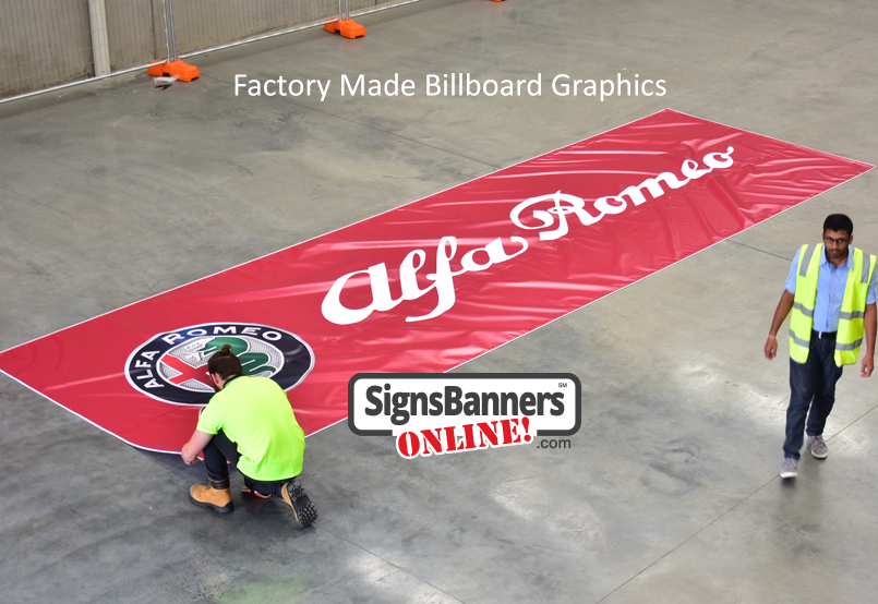 Large billboard printing supplier showing the manufacturing of a printed billboard for outdoor advertising
