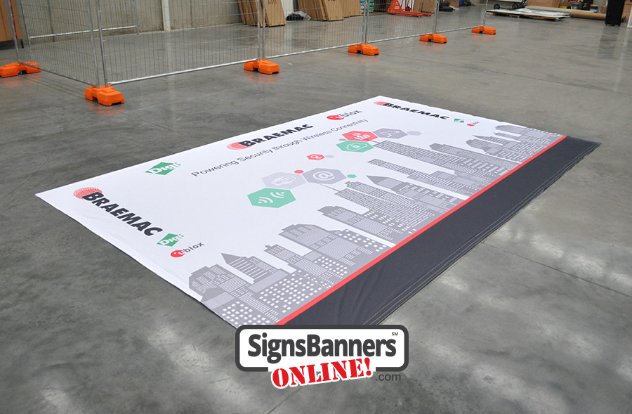Grand format printed fabric banners as used by Baltimore display exhibitions and media walls.