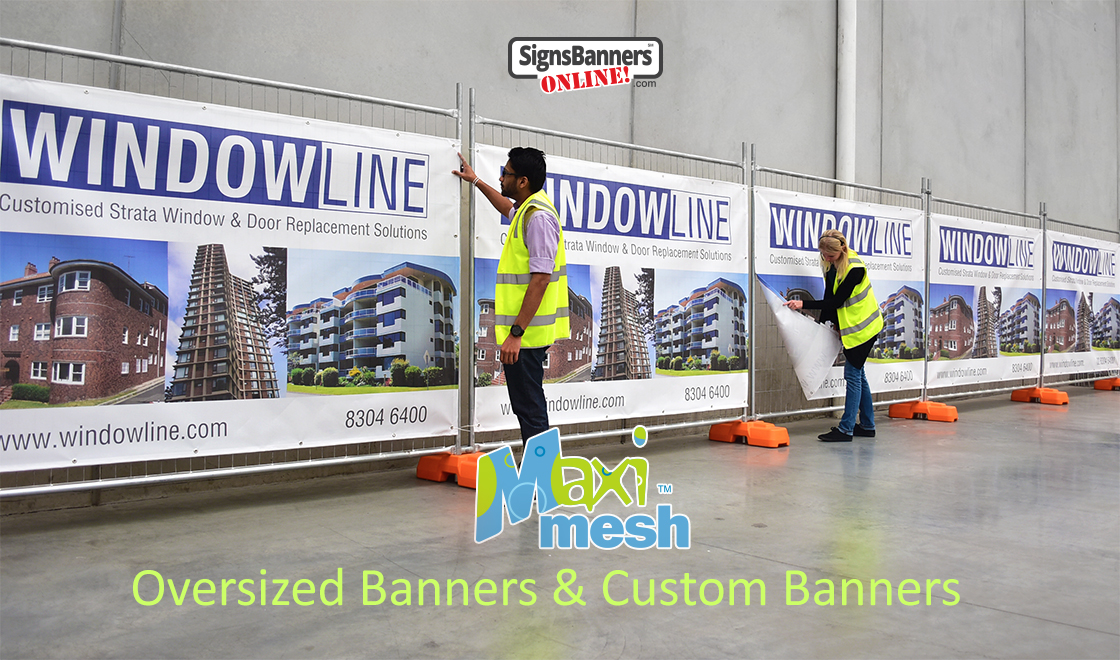 Supplies and custom make oversized banner signs and screen fence covers